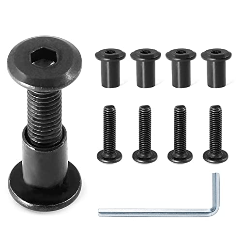 M6x25mm Hex Drive Socket Cap Bolt, Black, 10 Pair (20 Piece) | Allen Wrench Included, Furniture Connector Bolts, Countersunk Screw Barrel Nuts, For Crib Replacement Belt Cabinet - color: Black, size: M6x25mm