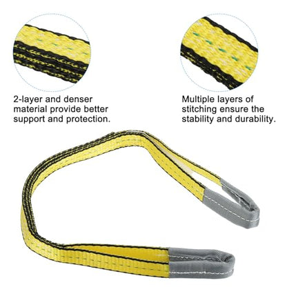 PATIKIL Lift Strap 1" x3', 2-Ply Polyester Tie Down Web Straps 3100lbs Capacity for Lifting Moving Rigging Hoisting, Yellow - size: 1"x3'