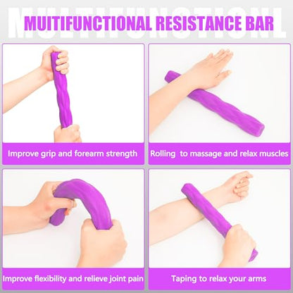 DICYWUDI Flex Therapy Bar and Grip Strength Trainers set, Physical Therapy & Resistance Bar for Golfers Elbow, Tendinitis, Wrist,Forearms Pain, Improve Grip Strength and Relieve Pain - color: Blue/Purple/Green/Orange-MH