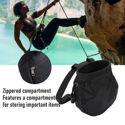 AMONIDA Rock Climbing Chalk Bag Durable Oxford Cloth Gym Powder Storage Bag for Adults and Children Black 6.3x6.3x2.4in