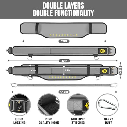 MANUEKLEAR 2-in-1 Weightlifting Belt & Dip Belt with 36.7 IN Rope, Double-Layer Weight Lifting Belts, Powerlifting Gym Weighted Belt for Pull Up Squat - color: Sleek Grey, size: S(26-29in)