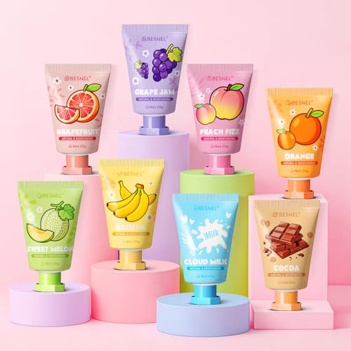 BESNEL 8 Pack Hand Cream Gift Set For Women, Teacher Appreciation Gifts, Mini Hand Lotion Travel Size in Bulk for Dry Cracked Hands, Graduation Gift, Birthday Gift, Bridesmaid Gift,Party Favors - size: 0.7 Fl Oz (Pack of 8)