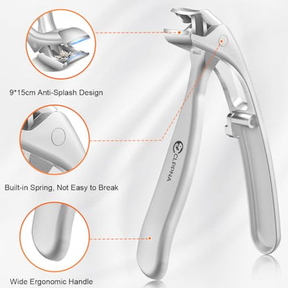 Toenail Clippers for Seniors, 2026 Upgrade Angled Head Nail Clippers for Men with Catcher, CLPPNA Ergonomic Toenails Clipper for Thick Toenails Long Handle, Sharp Wide Jaw Fingernail Clippers Adult - style: 3PCS(2025 Angled Sliver ）