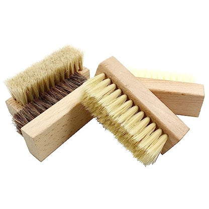 4 Pcs Wooden Handheld Shoe Cleaner Brush Set - Nano Silk, PP Silk, Natural Horsehair, Pig Bristle - For Sneakers, Leather Boots, Canvas Shoes