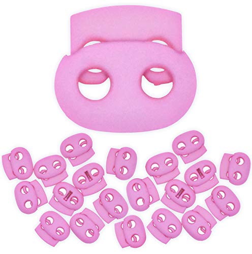 Mandala Crafts Pink Spring Cord Locks Oval Toggles for Drawstrings | 20 PCs, Waterproof, Plastic Stoppers, Two Hole Clamps, Clips Locking Ends for Paracord Shoelace Face Masks Round Flat Cord - color: Pink, size: Oval Elliptical Two Holes 0.85 Inch