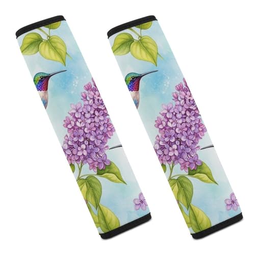Soft Padded Car Seat Belt Pad for Elderly Support, Stroller Pushchair High Chair, 2 Pack Hummingbird Flower Floral Shoulder Harness Cover Anti-Slip Pad - color: Pattern 851