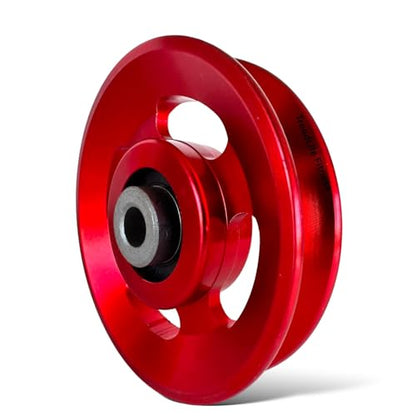 TreadLife Fitness Universal Pulley Wheel w/Gym Grade Bearings | Replacement for Cable Pulley System Gym | Heavy Duty Cable Machine Attachment | 3.5" or 4.5" - color: 3.5" Red