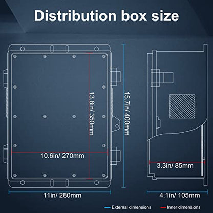 Namunanee Outdoor Electrical Junction Box with High Power Outlet, ABS Water Resistant Enclosure with Internal Mounting Panel & Hinged Cover (16" H* 12" L* 4" W) - size: 16"H x 12"L x 4"W & Outlet