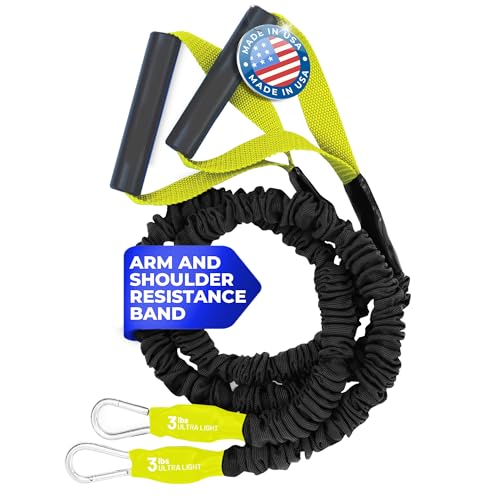 X-Over Arm & Shoulder Training Resistance Bands for Home Exercise & Upper Body Workouts, Portable Gym Equipment for Strength, Rehabilitation & Stretching for Men & Women - 3lb Ultra Light