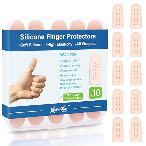 Gel Finger Cots Protectors with Air Holes, Silicone Fingers Covers Bandages Caps Sleeves for Fingertip Thumb Protection, Ideal for Trigger, Arthritis, Cracking, Blisters, Callus, Hangnail & Pain Relief