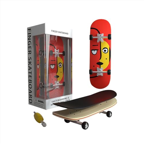 Wooden, pro Fingerboard 29mm Mini handboard、Premium Fingerboard Ideal for Dexterity maneuvers (red and Yellow Faces) - color: Red and Yellow Faces