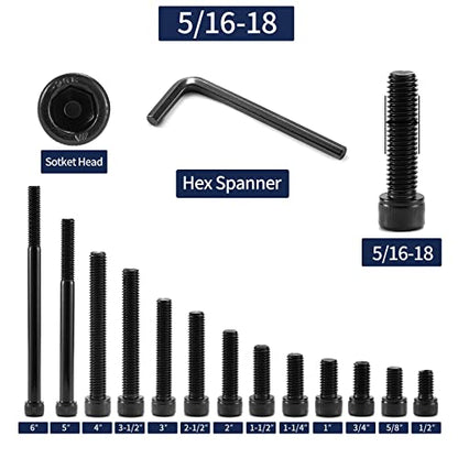 5/16-18 x 3/4" Socket Head Cap Screws Bolts, 20Pcs 304 Stainless Steel 18-8, Allen Socket Hex Drive, Full Thread, Black Oxide by SG TZH(with Hex Spanner) - size: 5/16-18 x 3/4"