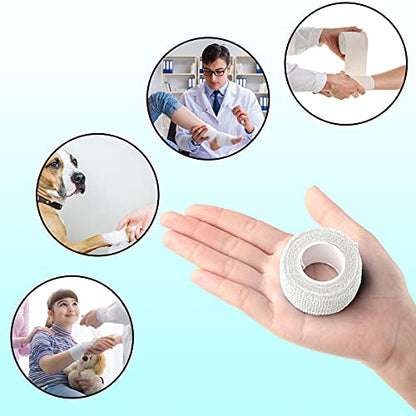 BBTO 12 Pack 1'' x 5 Yards Self Adhesive Bandage Wrap, Elastic Breathable Self Adherent Wrap for Sports, Toe, Wrist, Ankle, Swelling Wraps, 12 Colors