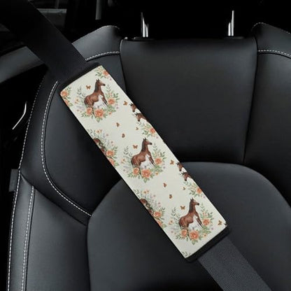2 Pack Rose Pony Flower Horse Car Seat Belt Pad Soft Padded Seat Belt Cushion for Child, Stroller Pushchair High Chair, Shock Absorption - color: Pattern 499