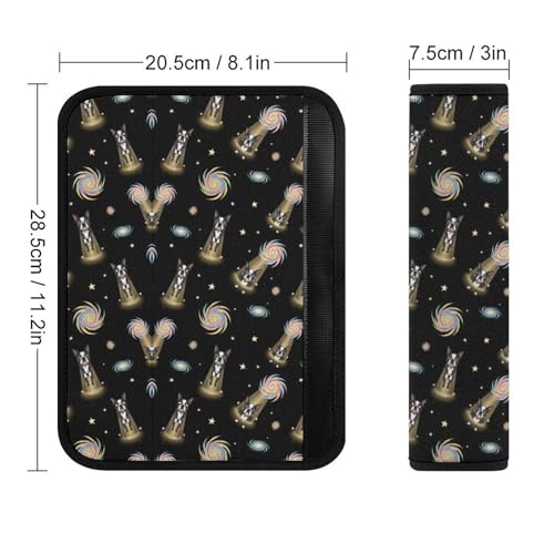 2 Pack Boston Terrier Dog Galaxy Funny Bulldog Car Seat Belt Pad Universal Soft and Comfortable Harness Pads Strap for Adult Use, Most Cars, Easy Install (No Tool) - color: Pattern 841