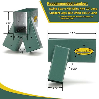 Eastern Jungle Gym Easy 1-2-3 A-Frame Swing Set Bracket, Green | Heavy Duty Swingset Bracket for Easy, Simple Installation | DIY Swing Set Part to Build Playground Sets for Backyards - style: A-Frame Swing Set Bracket