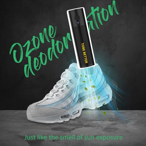 Shoe Deodorizer Rechargeable Ozone Tech Eliminates Odors in All Footwear, Auto Shut-Off Durable Freshener - color: Black