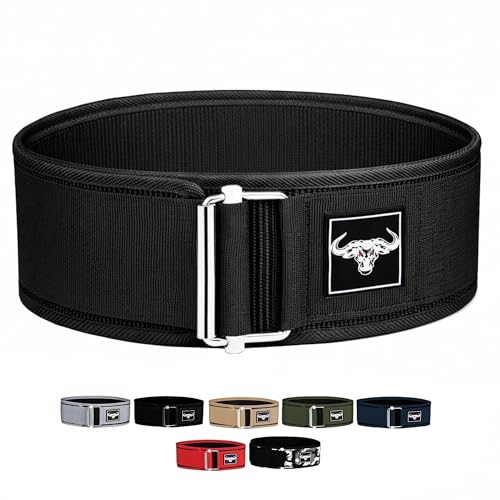 IBRO Quick Locking Premium Weight Lifting Belt - Back Support for Powerlifting, Cross Training & Gym Bodybuilding - 4 Inch Nylon Men and Women with Metal Buckle for Core Stability - color: Black, size: X-Large