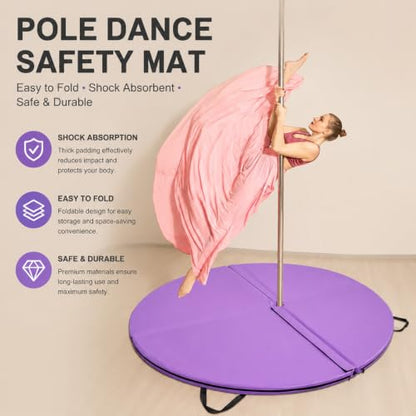 HARELA Pole Standard Dance Mat - Foldable Crash Mat, Fitness Gymnastic Yoga Safety Protection Pad, for Fitness Gymnastics Yoga Home Studio, 4 Panel Foldable - color: Black, size: 120*5cm/47.2*2"