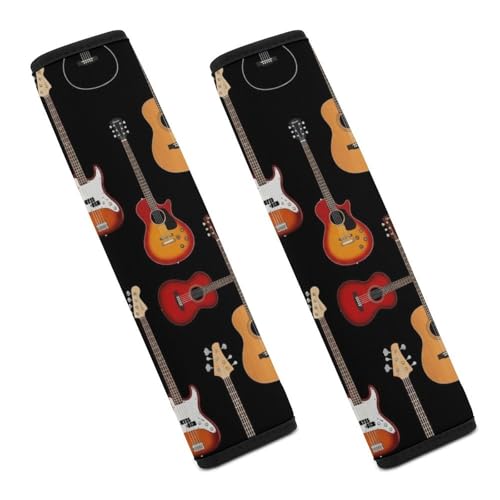 2 Pack Vintage Electric Guitar Car Seat Straps Shoulder Pads Soft Padded Seat Belt Cushion for Kids, All Vehicles, Pressure Relief - color: Pattern 998