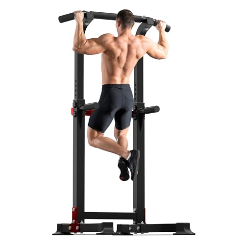 Outdoor Basic Power Tower, Pull Up Bar and Dip Station for Home Gym, 1400LBS Weight Capacity, Adjustable Height, Heavy Duty Steel Frame for Calisthenics, Strength Training Fitness Equipment - color: Power Tower Lite II