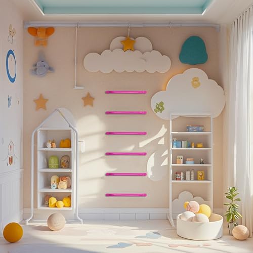 17 Inch Pink Playground Handles Indoor Kids Monkey Bars Ladders 2Pcs | Heavy Duty Solid Metal, Vibrant Color Smooth Glossy Powder Coating, Comfy Secure Grips for Playset Swing Set Climbing Frame - color: Pink - 2 Pack