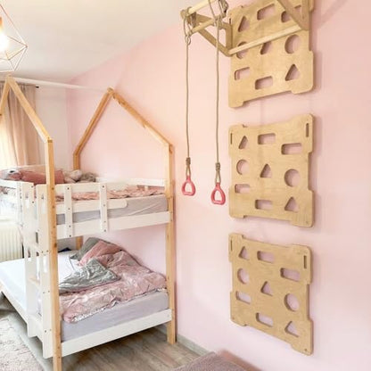 6 x 2 ft Climbing Wall Panels for Home Gym Wooden Indoor Climbing Wall Panels with Removable Pull-up Bar for Home Playground Playrooms Montessori Rooms Sensory Spaces
