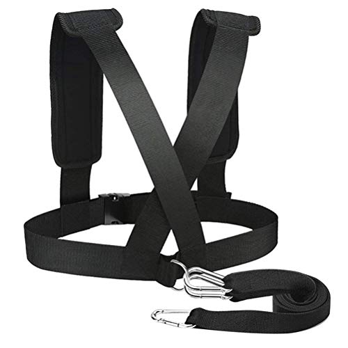 Shoulder Strap Weight Bearing Band for Fitness Training, Sled Pulls & – Nylon Webbing with Padded Strap & - Hooks
