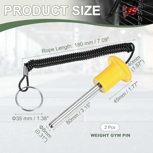 Gym Pin Weight Stack Pin Strength Training Lifting Equipment Replacement with Pull Rope Fitting for Home Gym - color: Yellow, size: 0.3 x 3.1 Inch