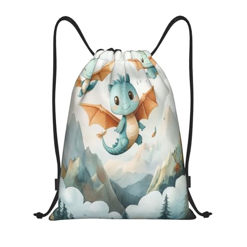 Drawstring Sports Backpacks - Lightweight Swim Gym Bags for Women Men String Sackpack for Beach Travel Yoga(Small, Dragons Dinosaur) - color: Dragons Dinosaur, size: Small