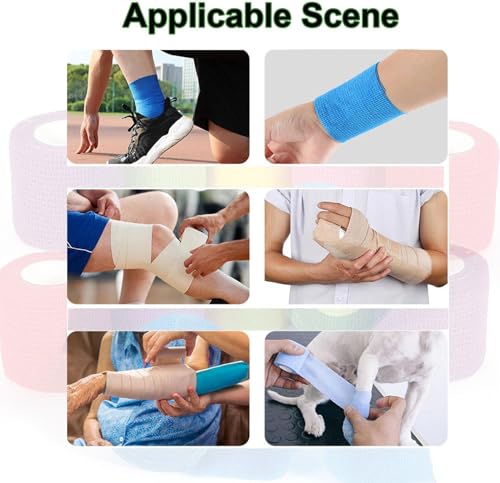 24 Pack Self Adhesive Bandage Wrap 2 Inch x 5 Yards (Black) | Non-Woven Bandage,Vet Wrap Breathable Elastic Self-Adherent Tape for Stretch Athletic, Sports, Wrist, Ankle - color: Black-24