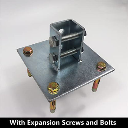 Post Base 4 Pack with Expansion Screws and Bolts for 1-5/8" Strut,Post Base Channel 4 Hole Square Galvanized Steel Rustproof for All 1-5/8" Single Strut Channel (Round Mounting Hole of Base)