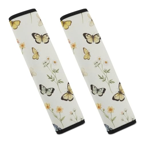 2 Piece Vintage Butterfly Floral Elegant Retro Flowers Seat Belt Shoulder Pad Universal Soft And Comfortable Automotive Seat Belt Protector for Elderly Support, Most Cars, Comfortable Driving - color: Pattern 497