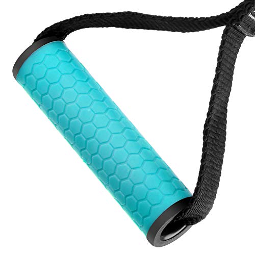 Upgraded Cable Machine Attachments Resistance Bands Handles Grips Fitness Strap Stirrup Handle Cable Attachment Silicon Grip with Metal Carabiner Colorful Version - color: Blue