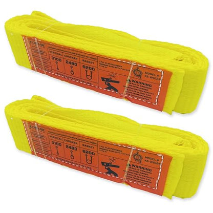 1-Ply Lifting Sling Straps 2”x 4ft - 3100lbs Vertical Capacity Heavy Duty Flat Eye Lift Sling, for Rigging Moving Towing Hoisting -2Pack - Kodiak Straps - color: 2 PACK, size: 2inch x 4ft