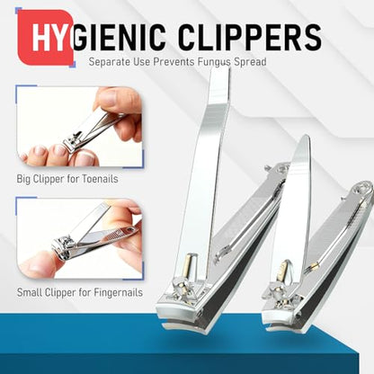 firiKer Nail Clipper Set,Premium Stainless Steel Fingernail and Toenail Clipper Cutters with Nail File, Sharp Effortless Nail Clippers Set for Men & Women(Silver) - color: Silver