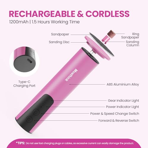 Electric Foot Callus Remover, 2 in 1 | 6 Speed Adjustable Foot File Nail Grinder with Sandpaper Disks, Professional Sander Pedicure Tool for Feet Dead Skin, Self Care Gifts for Women Mom Lover Friends - style: Electric Callus Remover Rose