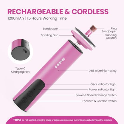 Electric Foot Callus Remover, 2 in 1 | 6 Speed Adjustable Foot File Nail Grinder with Sandpaper Disks, Professional Sander Pedicure Tool for Feet Dead Skin, Self Care Gifts for Women Mom Lover Friends - style: Electric Callus Remover Rose