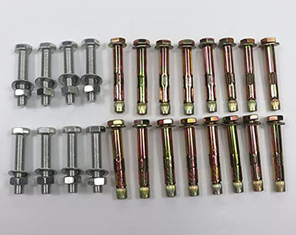 Post Base 4 Pack with Expansion Screws and Bolts for 1-5/8" Strut,Post Base Channel 4 Hole Square Galvanized Steel Rustproof for All 1-5/8" Single Strut Channel (Round Mounting Hole of Base)
