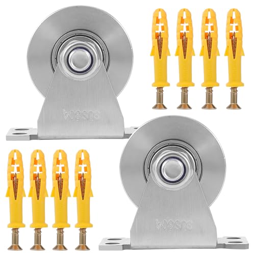 U Type Pulley Wheel Stainless Steel Pulley Block for DIY Gym Equipment,Super Silent Single Pulley Wheel Sliding Gate Detachable Duplex Bearing with Mounting Screws and Expansion Pipes(2 Pack) - size: 2 Pack U Type
