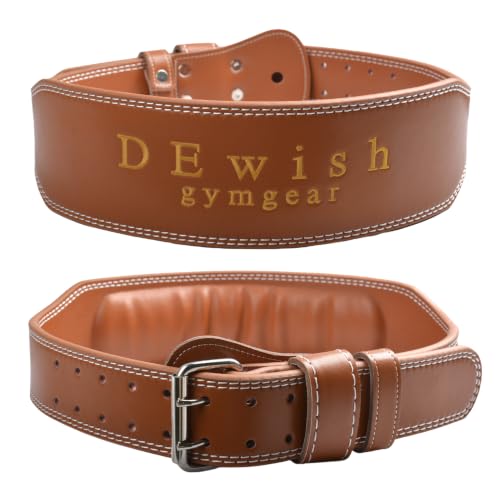 Leather Weightlifting Belt, 10 Adjustable Holes, 4”Width, Double Prong Power Belt for Gym Bodybuilding, weightlifting, powerlifting, squats and deadlifts - color: 4-Inch Brown, size: 28"-32"