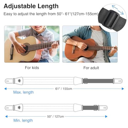 LEKATO Bass Guitar Strap - 3" Wide, Padded, Adjustable 50" to 61", Pick Holder & 2 Safety Strap Locks - color: Black, size: Long(50"-61")