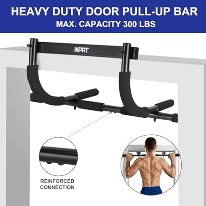 XPRT Fitness Doorway Pull Up Bar - Heavy Duty 300lb Capacity Multi-Grip Chin Up Bar for Home Gym, Upper Body Workout Equipment with Comfortable Foam Grips