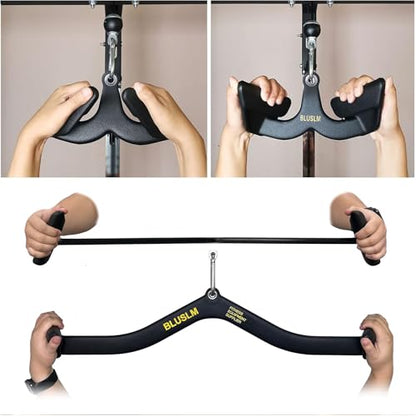 BLUSLM LAT Pull Down Bar for Cable Machine, LAT Pulldown Attachments T-bar V-bar Cable Attachment for Gym, Back Tricep Strength Training Handle - size: 3Pcs