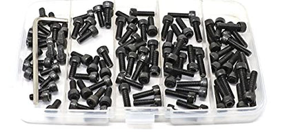 iexcell 100 Pcs M4 x 8/10/12/14/16 Alloy Steel 12.9 Grade Hex Socket Head Cap Screws Bolts Assortment Kit, Black Oxide Finish - size: M4 x 8/10/12/14/16mm