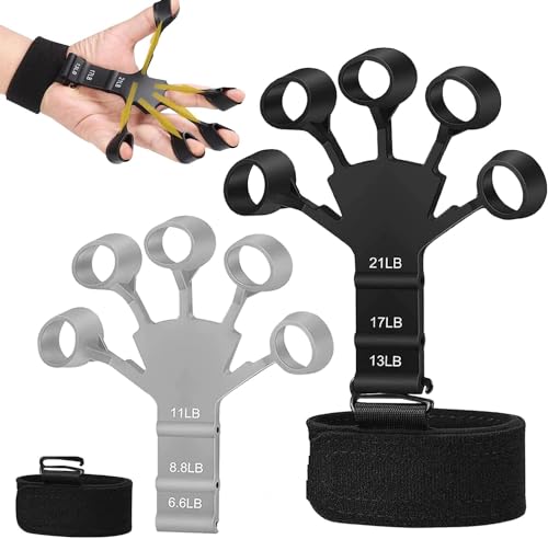 Upgraded Finger Strengthener, 2 PCS Grip Strength Trainer, 6 Resistant Level Forearm Strengthener, Gripster, Finger Exerciser and Hand Gripper Strengthener Relieve Pain for Arthritis, Carpal Tunnel