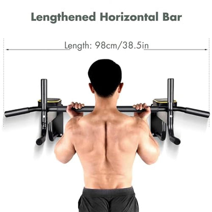 Wall Mounted Pull-Up Bar, Home Assisted Abdominal Indoor Pull-Up Hanging Strengthening Abdominal Muscle Training Band Equipment for Indoor Home Gym Exercise, Supports 440 Pounds