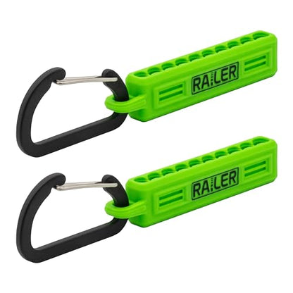 Screwdriver Bit Holder Storage Organizer – Railer 10-Hole Hi-Vis Green Bit Holder with Carabiner - 2 Pack - color: Hi-vis Green