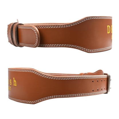 Leather Weightlifting Belt, 10 Adjustable Holes, 4”Width, Double Prong Power Belt for Gym Bodybuilding, weightlifting, powerlifting, squats and deadlifts - color: 4-Inch Brown, size: 41"-44"