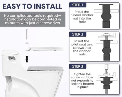 3/8" Dia Toilet Seat Screws Replacement Kit for Select Kohler One-Piece Toilet - Top Mount Hinges Toilet Bolts with Rubber Anchor Nuts, Compatible with Kohler Toilet Seat Parts K-84999 & K-85040-4PC - style: Special styles fit 10-12mm holes